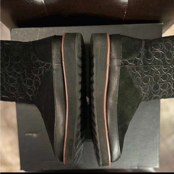 Coach Logo Fur Lined Boots Black Size 7.5 - Picture 9 of 12